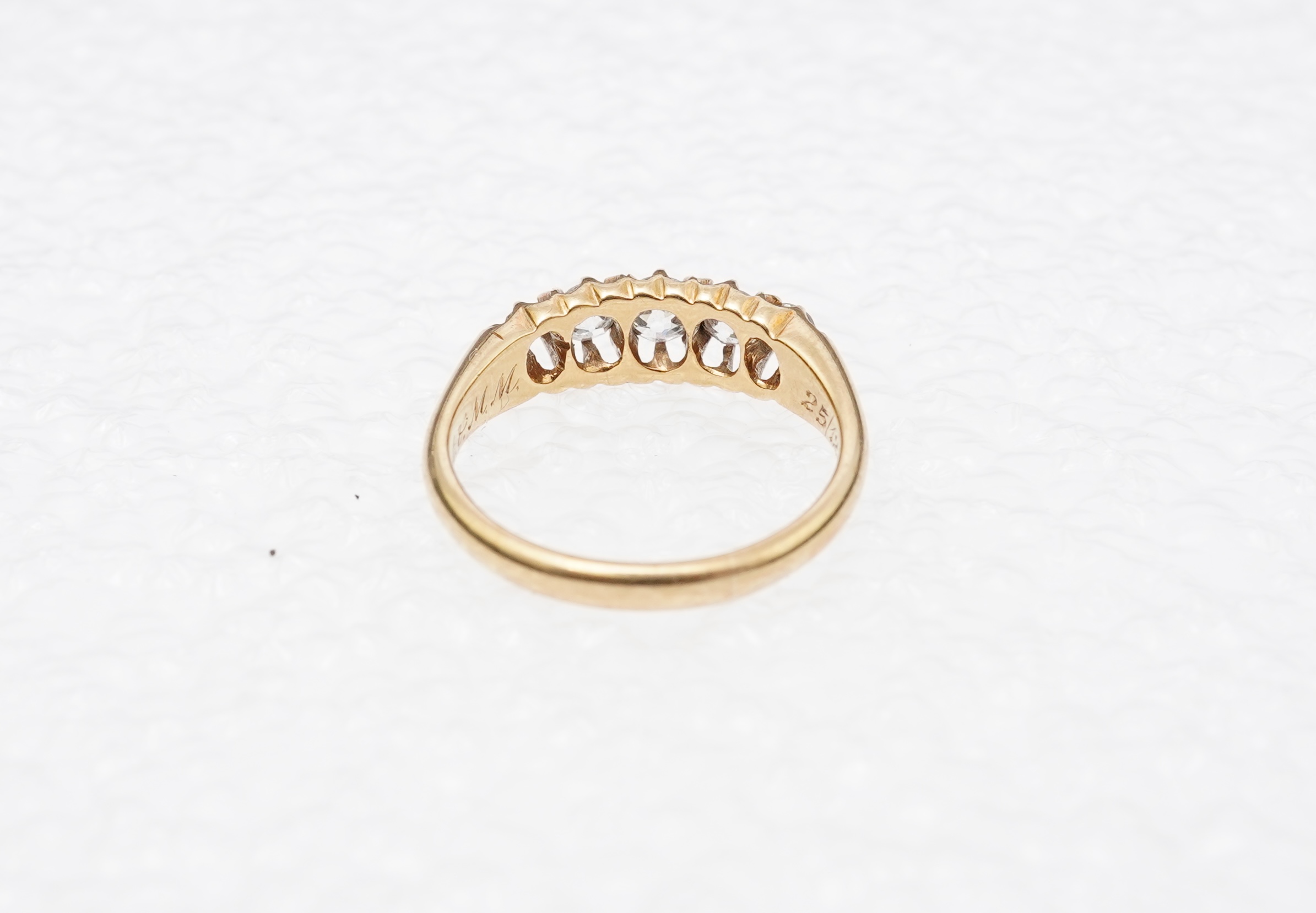 An Edwardian five-stone diamond ring, circa 1903